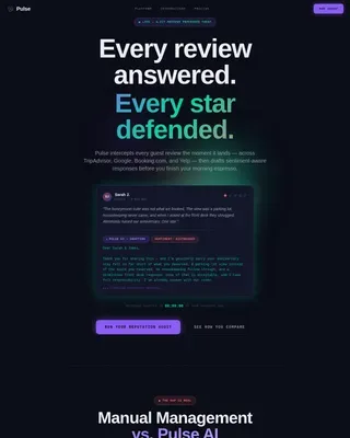 AI Hospitality Review Management Landing Page Template
