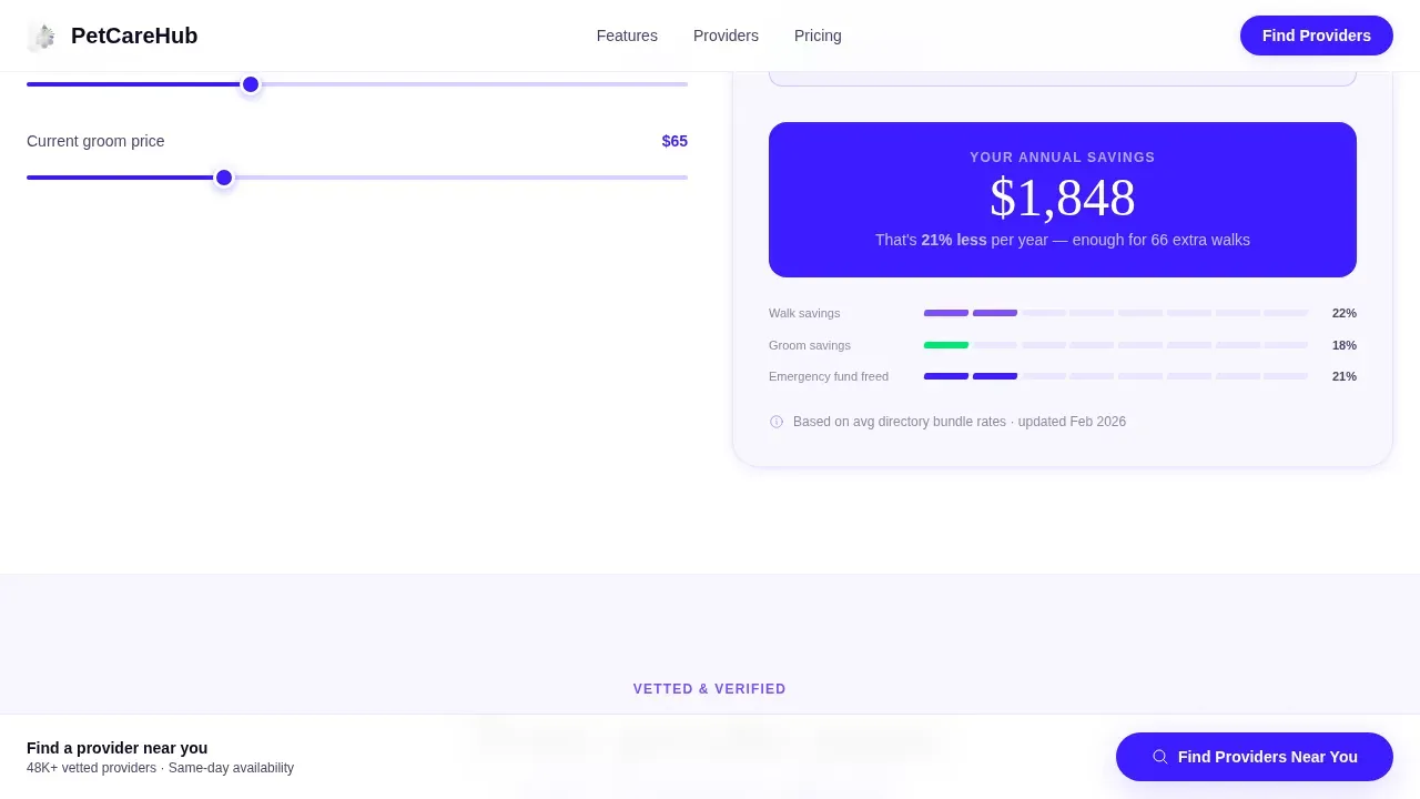 Specialist Pet Care Digital Presence Cost Estimator Website Template