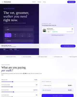 Specialist Pet Care Digital Presence Cost Estimator Website Template