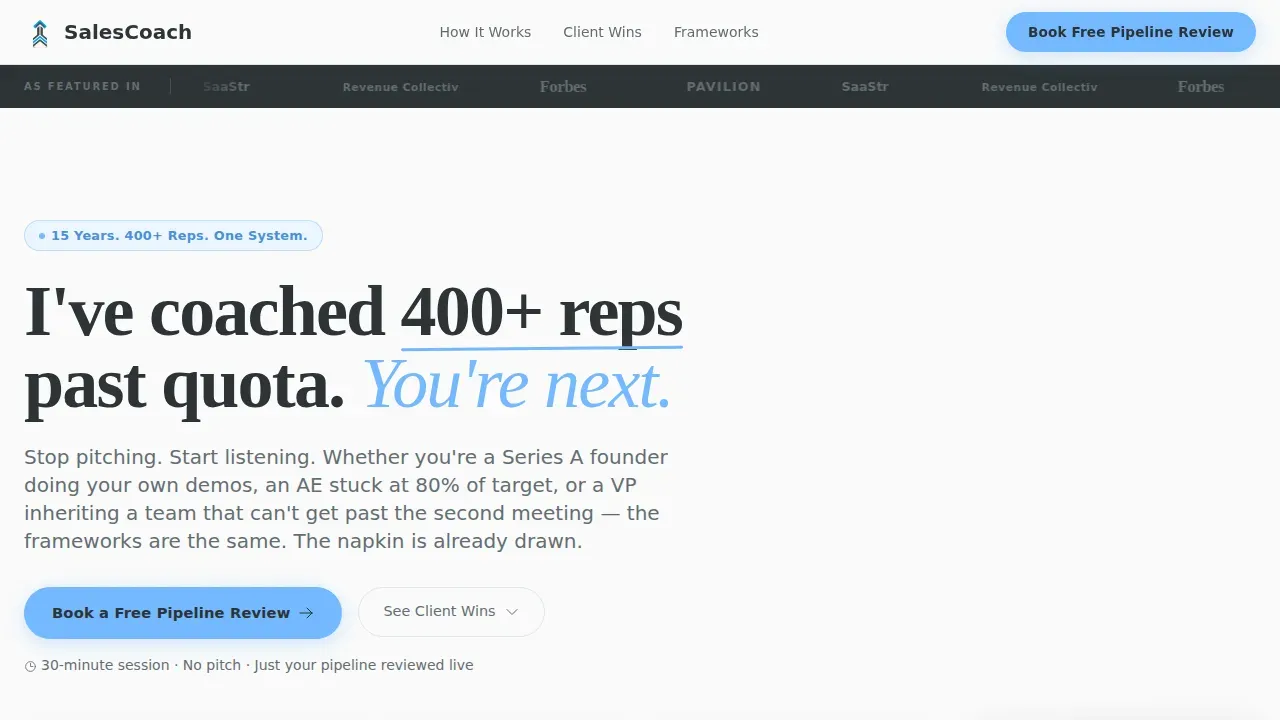 Mastery Sales Coaching Landing Page Template