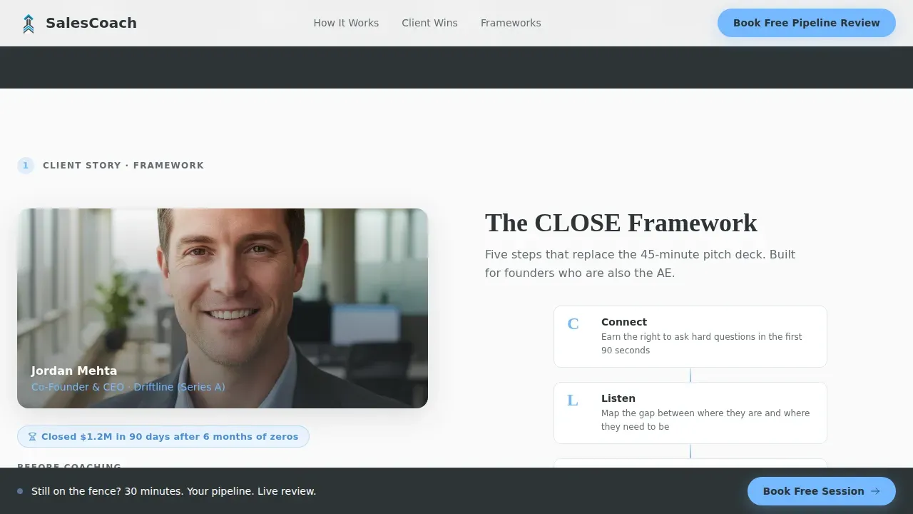 Mastery Sales Coaching Landing Page Template