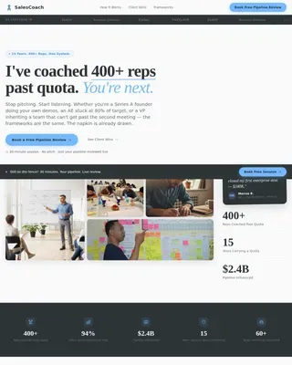 Mastery Sales Coaching Landing Page Template