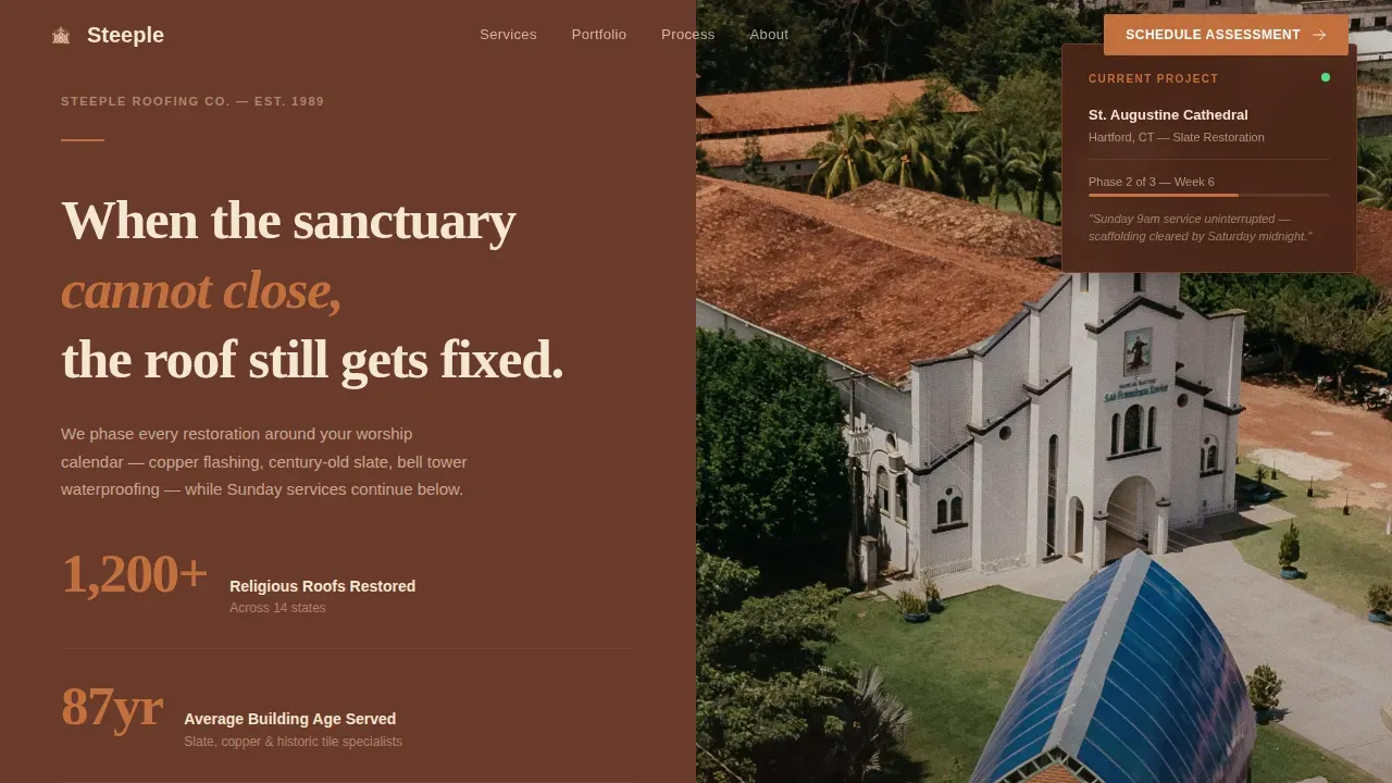 Reliable Steeple Repair Landing Page Template