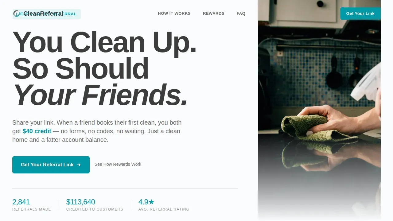 Cleaning Rewards Landing Page Template