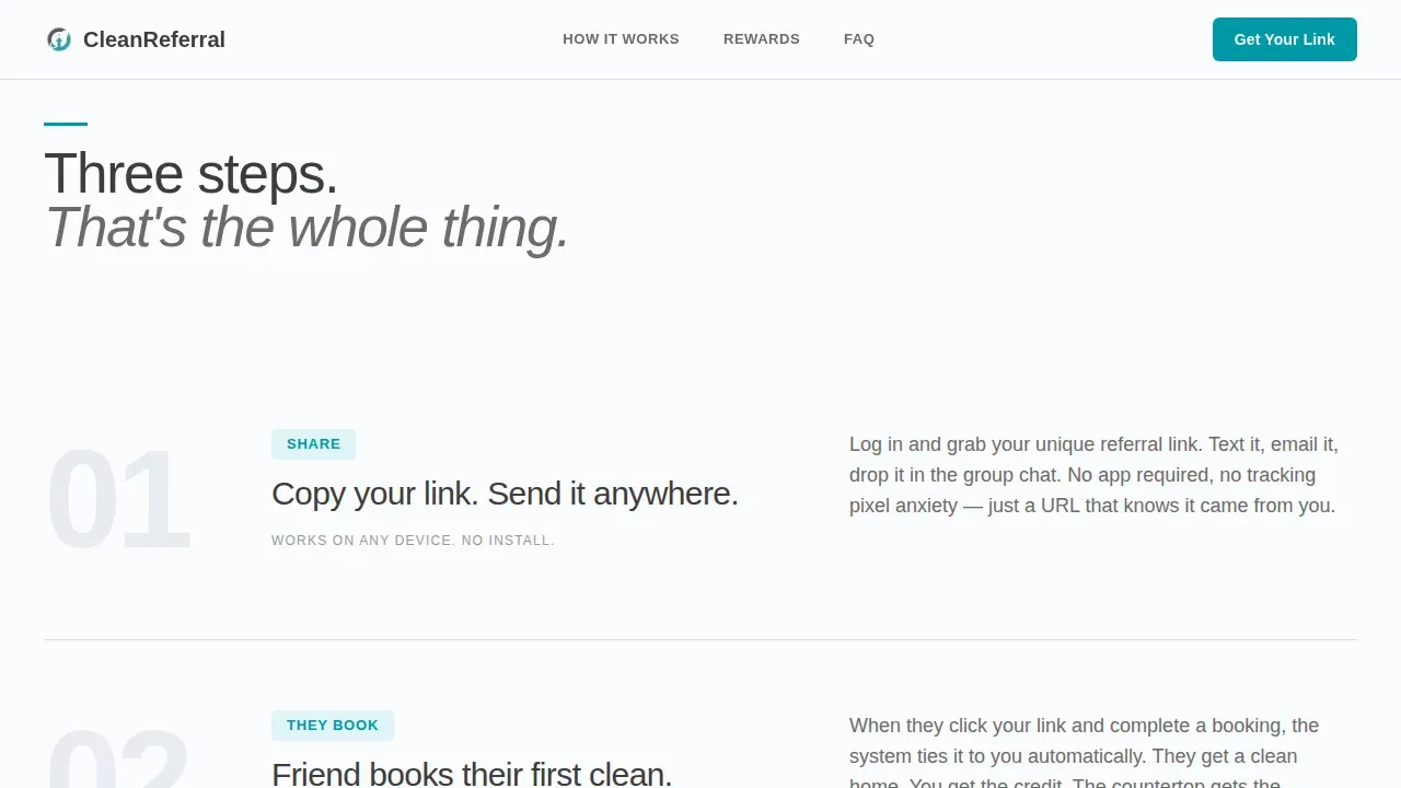 Cleaning Rewards Landing Page Template