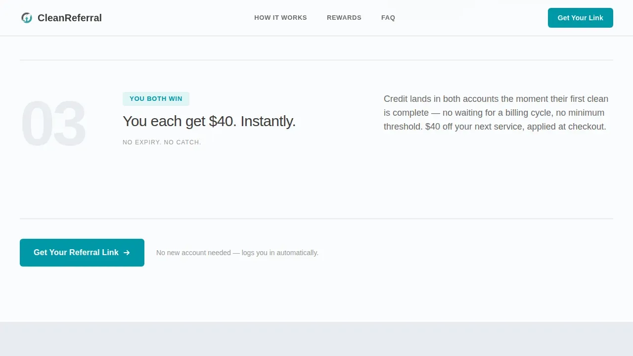 Cleaning Rewards Landing Page Template