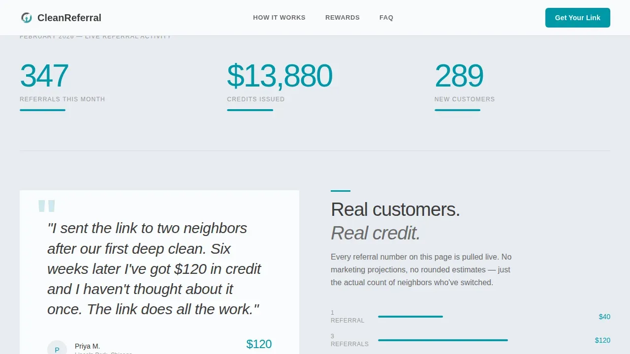 Cleaning Rewards Landing Page Template