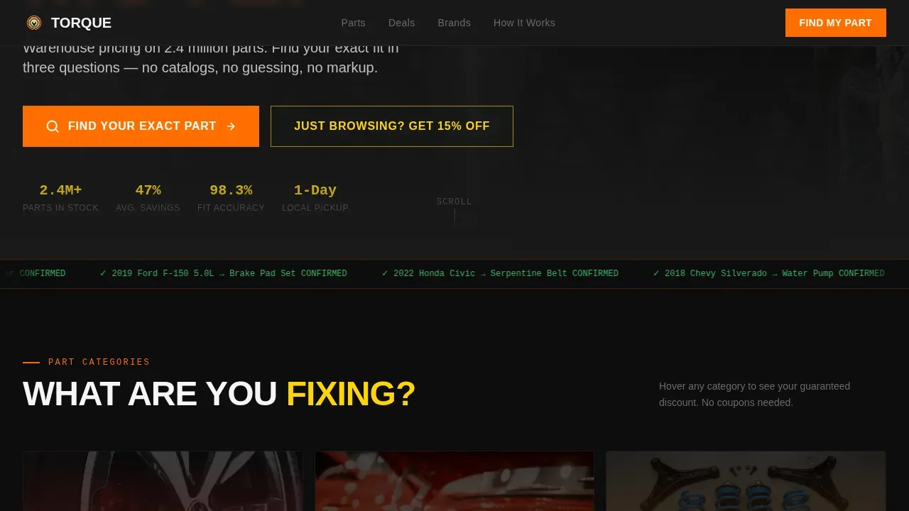 Smart Auto Parts Landing Page Template