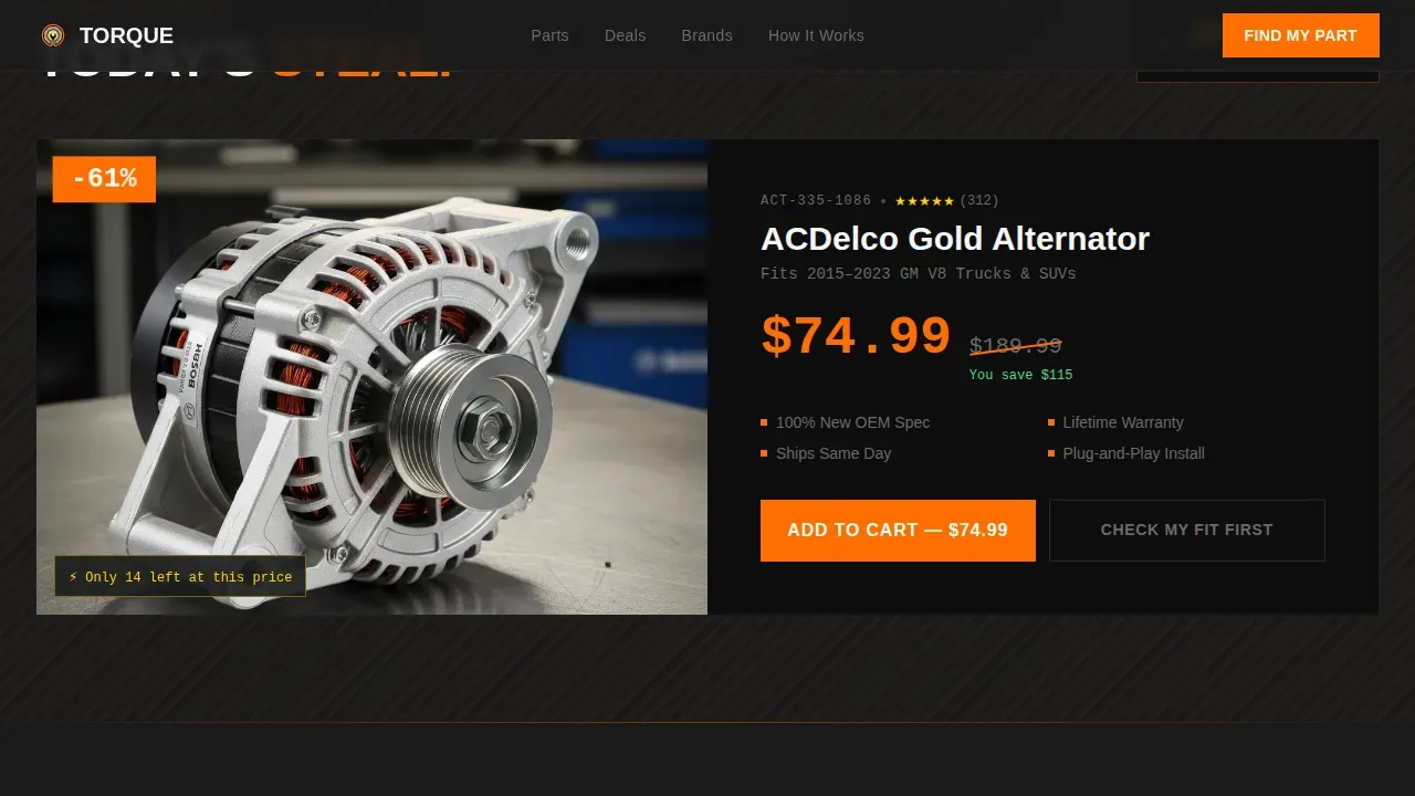Smart Auto Parts Landing Page Template