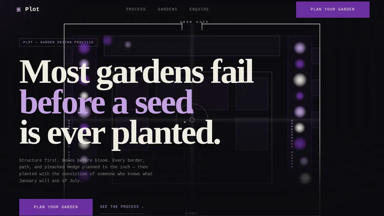 Bold Brutalist English Garden Planner Landing Page Template