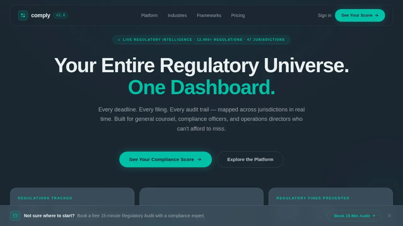 Regulatory Governance Dashboard Landing Page Template