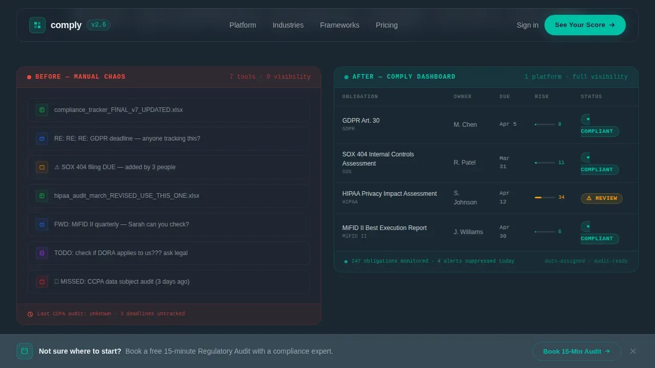 Regulatory Governance Dashboard Landing Page Template