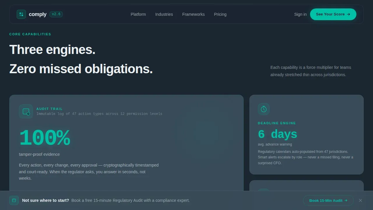 Regulatory Governance Dashboard Landing Page Template