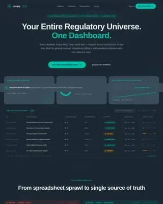 Regulatory Governance Dashboard Landing Page Template