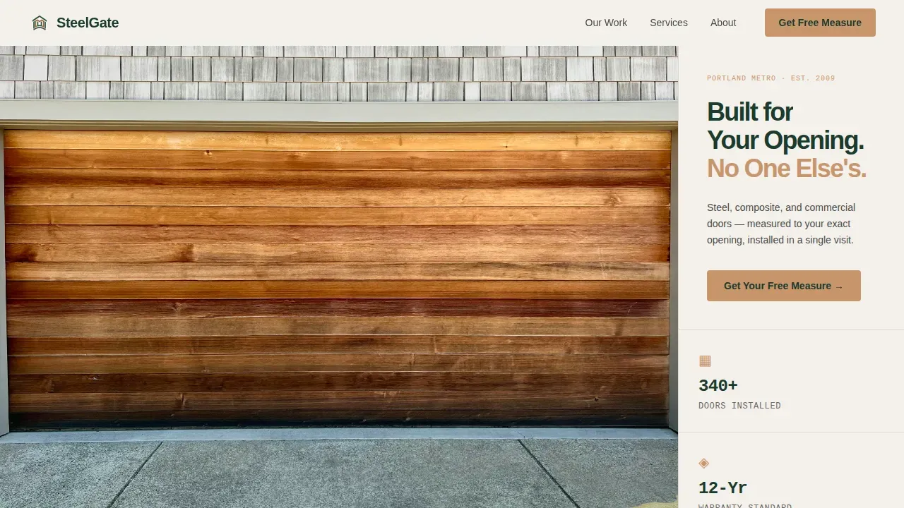 Custom Garage Door Landing Page Template