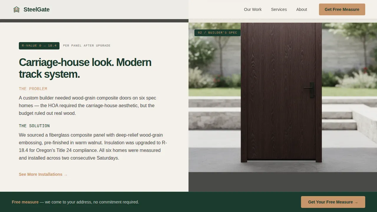 Custom Garage Door Landing Page Template