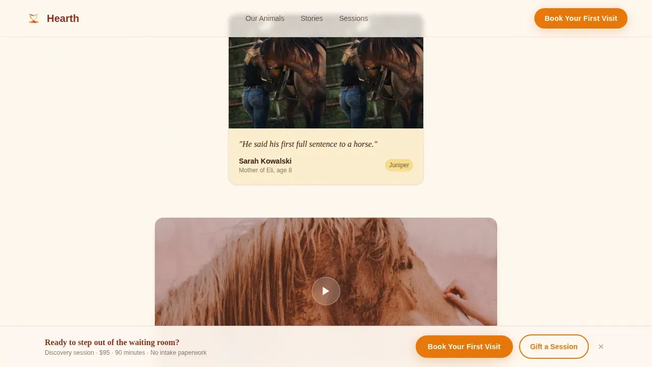 Therapeutic Equine Center Landing Page Template