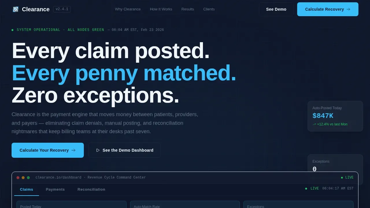 Healthcare Billing Platform Landing Page Template