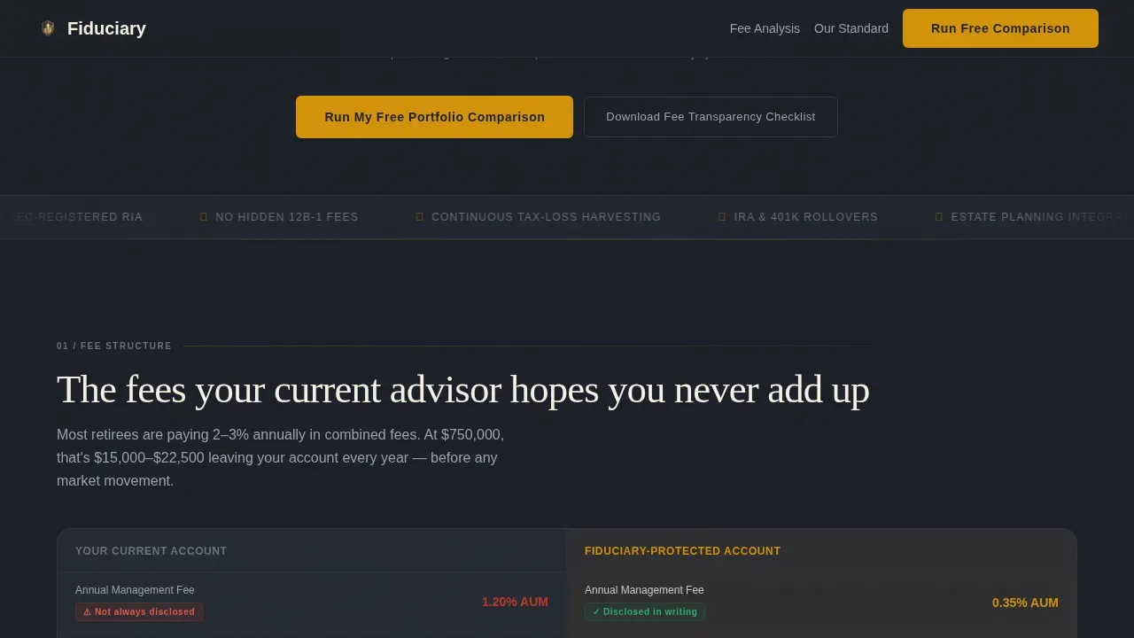 Fortified Retirement Portfolio Landing Page Template
