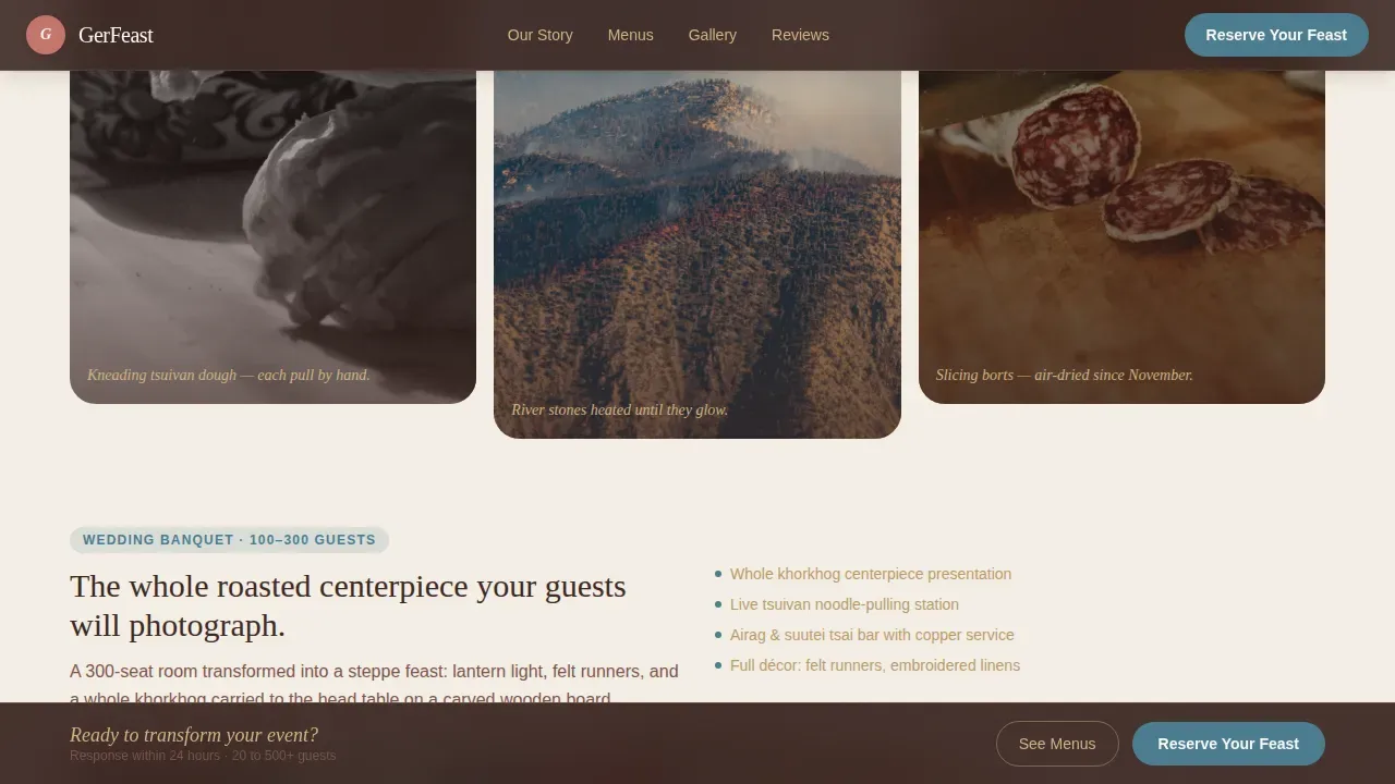 Mongolian Catering Landing Page Template