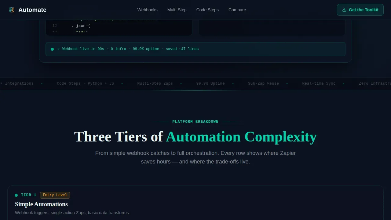 Developer Zapier Automation | Free Website Template | Rocket