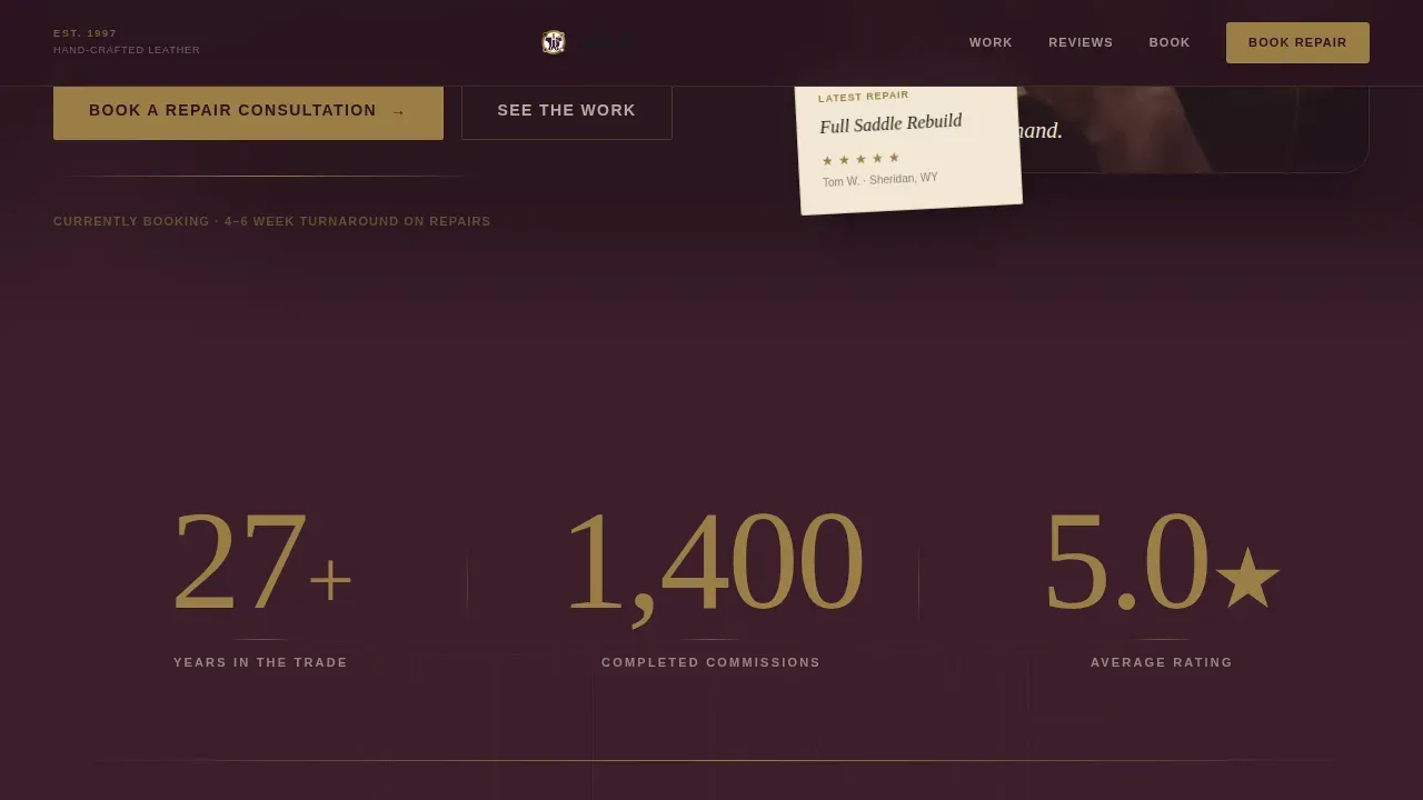 Premium Leather Restoration Landing Page Template