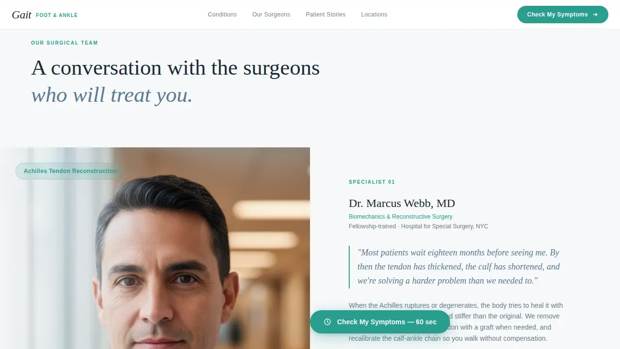 Precision Podiatric Surgery Landing Page Template