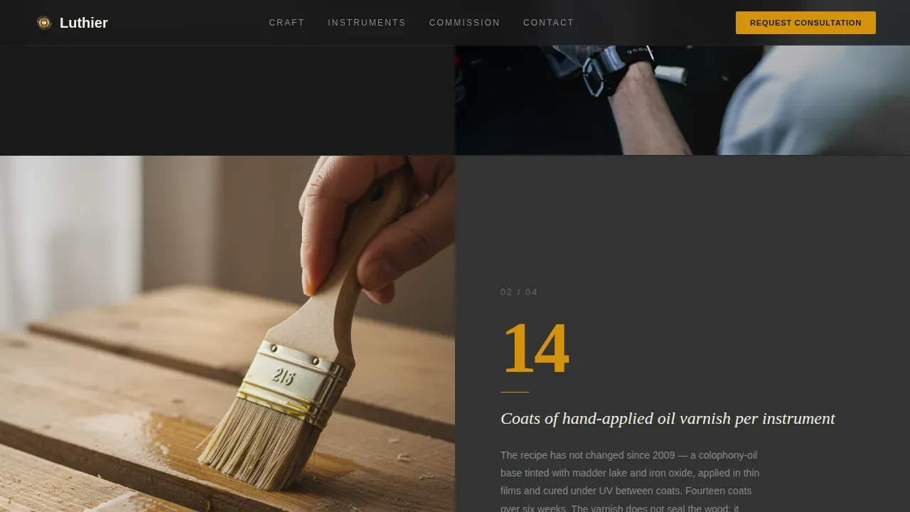 Precision Violin Maker Landing Page Template
