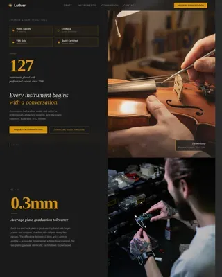 Precision Violin Maker Landing Page Template