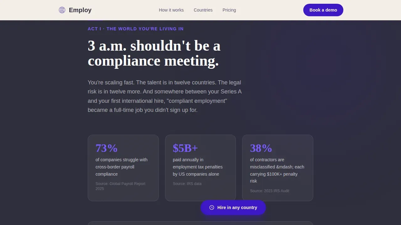 Global Hiring Compliance | Free Website Template | Rocket