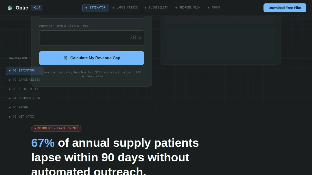 Optometry Software Cost Calculator Website Template