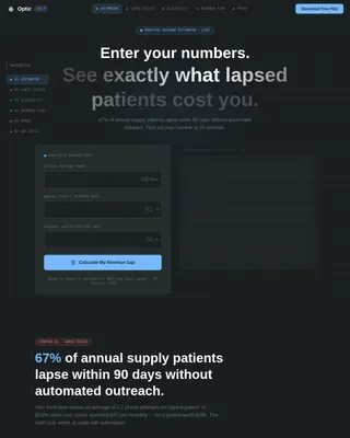 Optometry Software Cost Calculator Website Template