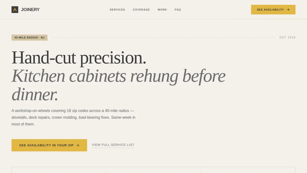 Carpenter Booking Website Template