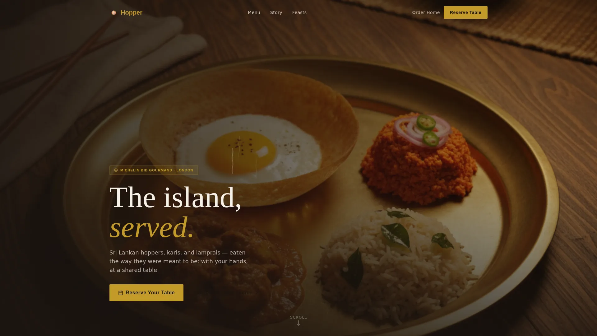 Modern Sri Lankan Restaurant Landing Page Template
