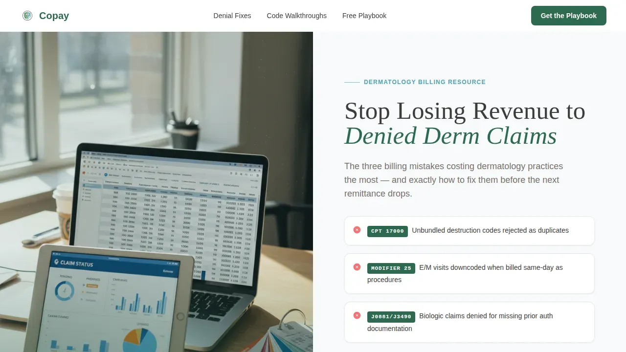 Maximize Dermatology Claims Landing Page Template
