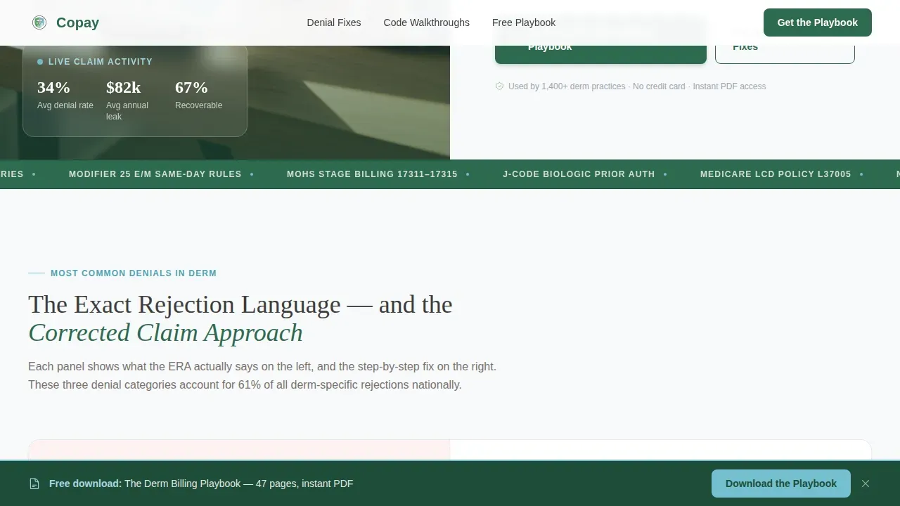 Maximize Dermatology Claims Landing Page Template