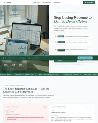 Maximize Dermatology Claims Landing Page Template