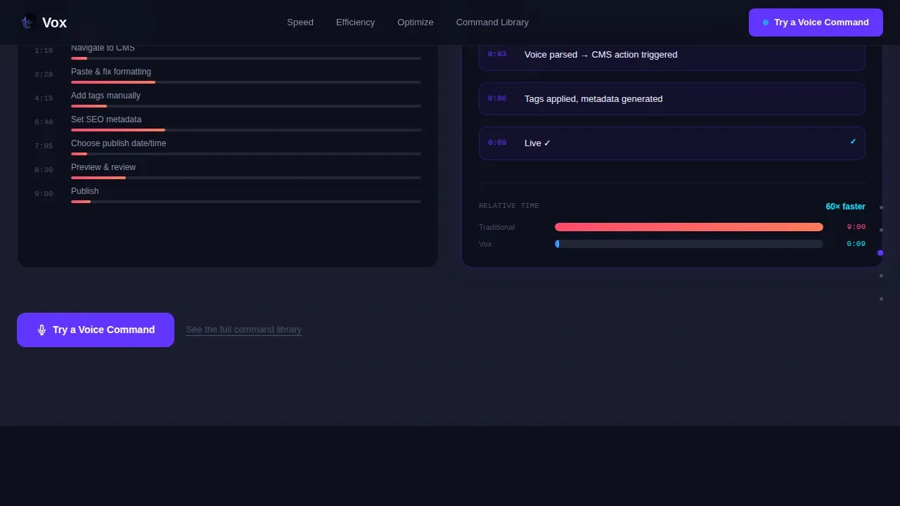 Voice-First Content Management Landing Page Template