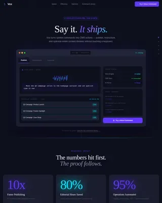 Voice-First Content Management Landing Page Template