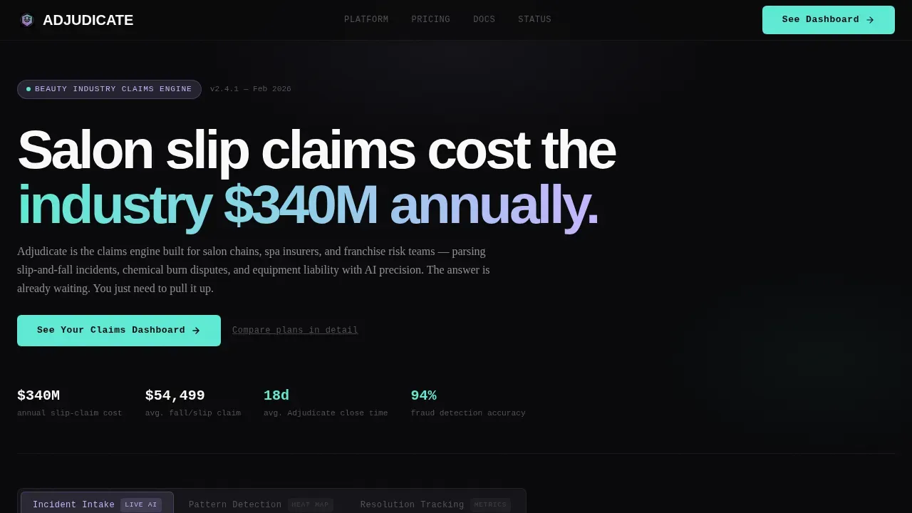 AI-Powered Salon Claims Landing Page Template