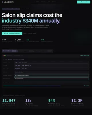 AI-Powered Salon Claims Landing Page Template