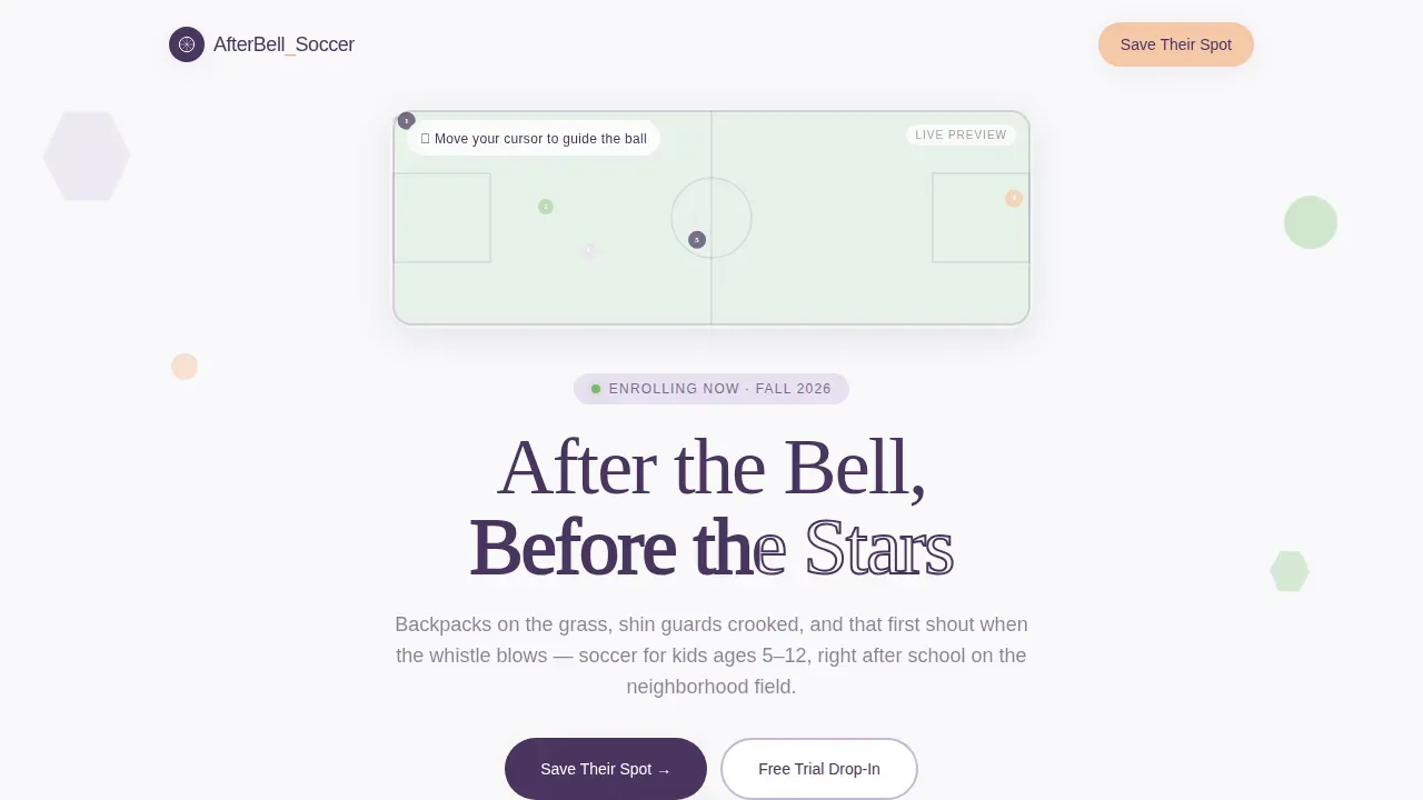 Youth Soccer Program Landing Page Template