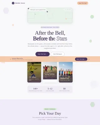 Youth Soccer Program Landing Page Template