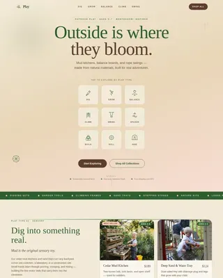 Outdoor Botanical Toy Brand Landing Page Template