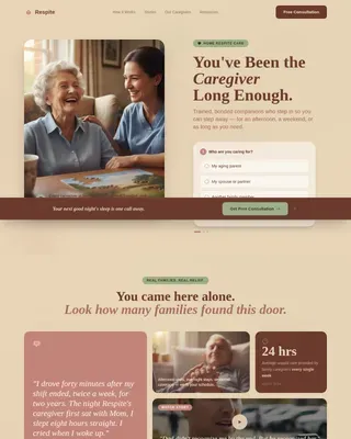 Care Landing Page Template for Family Caregivers