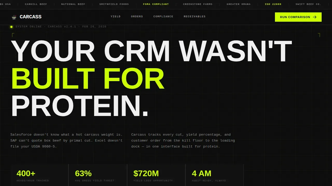 Meat Processing CRM Landing Page Template