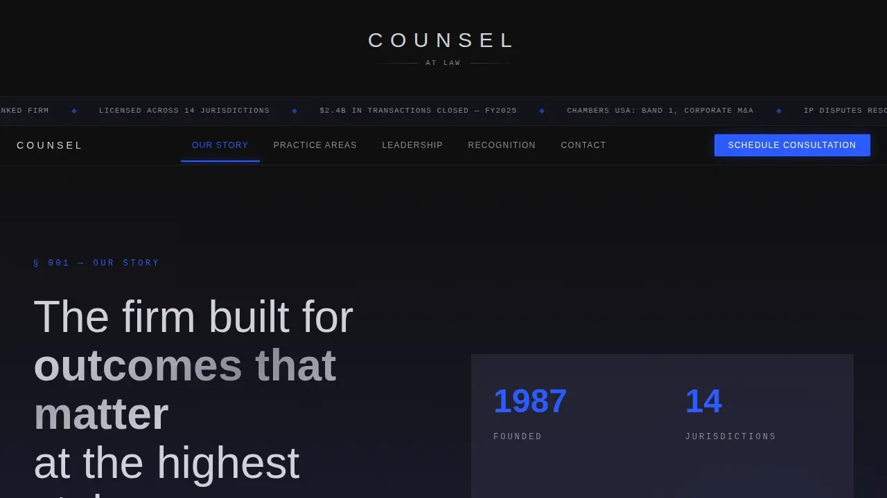 Premium Law Firm Practice Area Explorer Website Template