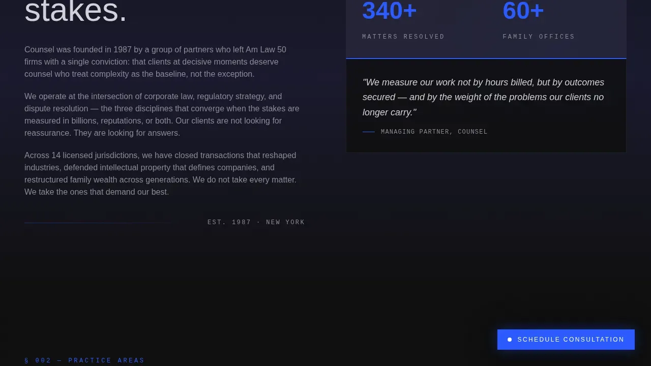 Premium Law Firm Practice Area Explorer Website Template