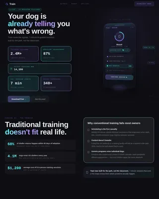 AI Pet Behavior Training App Landing Page Template