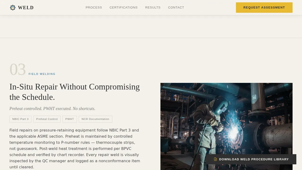 Pressure Vessel Fabrication Landing Page Template